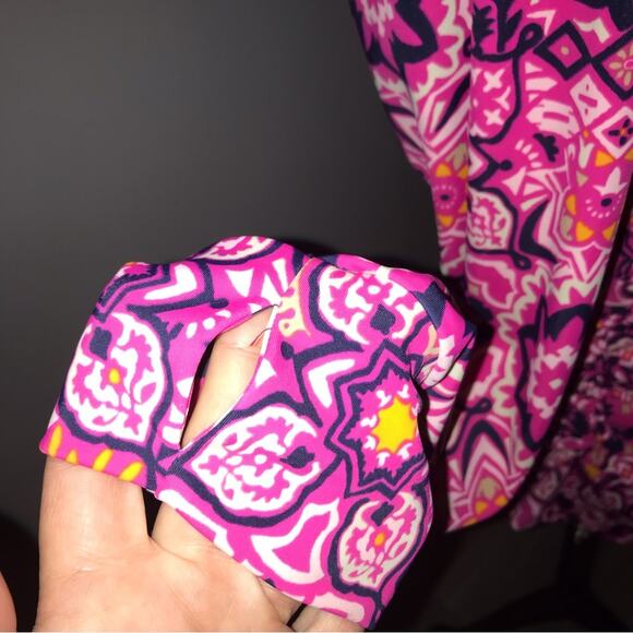 NEW AmberNoon II UPF 50 Half-Zip Swim top Rash Guard pink print long sleeve sz M - Picture 8 of 10